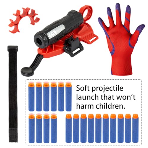 Spider Gloves Man Web Shooter Toy with Wrist, Spider Launcher Gloves Cosplay Toy Set for Kids