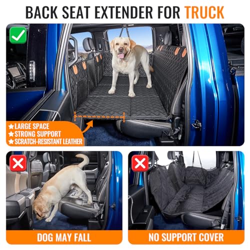 MAXFUT Dog Back Seat Extender for Truck,Truck Dog Seat Cover Back Seat,Dog Hammock for Truck,Hard Bottom Seat Extender,Pet Seat Covers for F150/RAM1500/Silverado