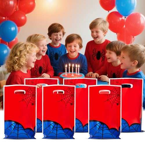 Yzzhaoo 30 Pcs Spider Goodie Bags Party Favors Bags with Handles for Birthday Party Theme Chiristmas Halloween Candy Bag Treat Cookie Gift bags
