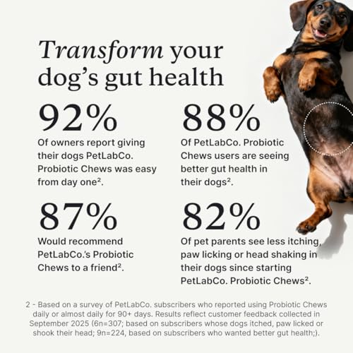PetLab Co. Probiotic Chews for Dogs, 30 Soft Chews, Salmon | 8-strain probiotic blend with prebiotics to support digestive health, skin and seasonal allergy support