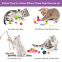 Retro Shaw Cat Toys Pack 33Pcs, Interactive Kitten Toys for Indoor Kittens Cats, Collapsible Kitty Play Tunnel Tent Feather Wand Balls Bell Springs Mouse Kitty Toys for All Breeds (2 Tunnel)