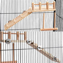 FrgKbTm Bird Perches Platform Swing with Climbing Ladder, Parakeet Cage Accessories Wooden Playing Gyms Exercise Sturdy for Small Birds
