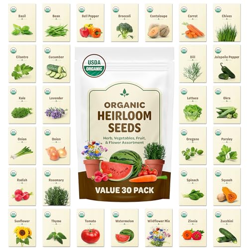 Back to the Roots 100% Heirloom Rescued Seeds, Variety Pack, 30ct of Organic Veggies, Herbs & Flowers to Prevent Waste (Assortment Varies)