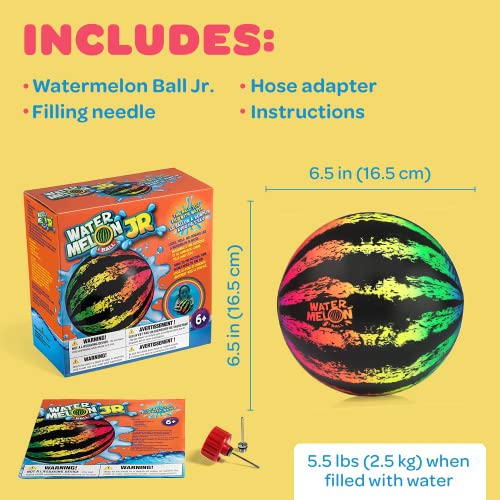 Watermelon Ball JR Durable Fillable Pool Toy for Underwater Games - Football, Basketball & Rugby - Perfect for Water Parties - Fun for Adults & Kids Alike - Ages 6+, 6.5" Multicolor