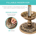 Best Choice Products Outdoor Solar Lighted Pedestal Bird Bath Fountain Decoration w/Planter, Integrated Panel, Scroll Accents for Lawn, Garden - Bronze