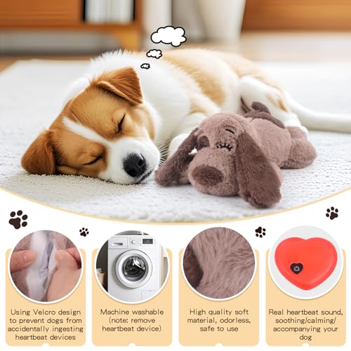 BEVERLYSHARK Beverly Shark Puppy Heartbeat Toy Dog Anxiety Relief Calming Aid Puppy Heartbeat Stuffed Animal Behavioral Training Sleep Aid Comfort Soother Plush Toy for Puppies Cats