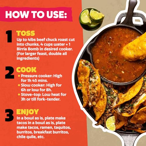 EZ Bombs Birria Bomb Seasoning - Pack of 2, Mexican Spice Mix | Authentic, perfect for tacos, nachos & quesadillas, made with real chiles, herbs & spices