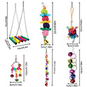 8 Pcs Parakeet Cockatiel Bird Toys, Parrots Cage Accessories Swing Wooden Perch Chewing Toy for Budgerigar, Conures, Love Birds, Finches, Budgies