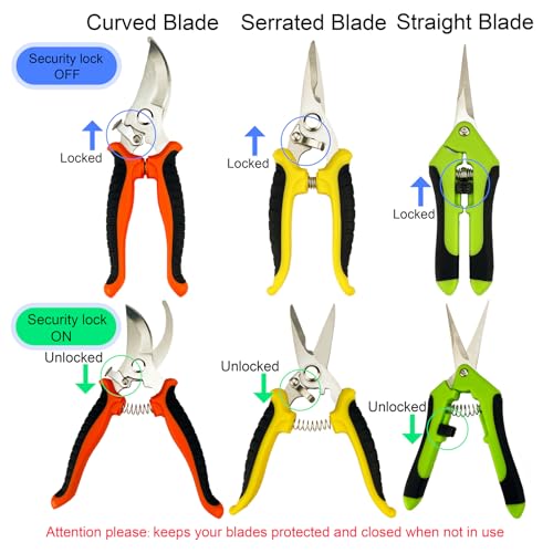 Pruning Shears, 4 Pack Garden Shears with Gardening gloves, Clippers Handheld, Stainless Steel Garden Snips, Lengnoyp Pruners for Gardening