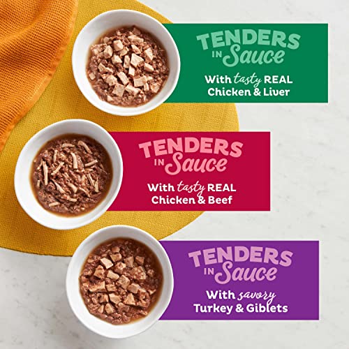 Meow Mix Tender Favorites Poultry & Beef Variety Pack, Wet Cat Food, 2.75 oz Cup (24 Pack)