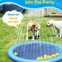 Peteast Splash Pad for Dogs & Kids - Anti-Slip Dog Pool for Large Dogs, 0.58 mm Thickened Durable Outdoor Water Play Mat, Summer Sprinkler Toy for Backyard (67in, Blue)