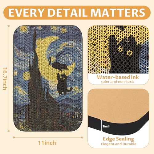 Art Cat Scratcher, Wall-Mountable Cat Scratching Board, Cat Wall Scratcher 16.7x11x1 Inch Cat Scratch Pad and Cat Scratchers for Indoor Cats Toy Furniture Protector（Starry Night）