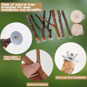 8 Pieces Bird Perch Natural Wooden Parrot Perch Stand Fork Toys Hanging Multi-Branch Perches Platform Hammock Swing Toy for Macaws, Small Parakeets, Conures, Budgies, Finches (A-Color, Mix)