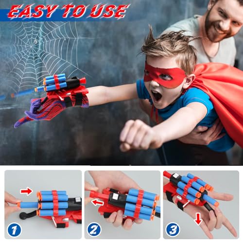 JONEG Web Shooters Toy for Kids 2 Pack, Toy for 3 4 5 6 7 8 Year Old Boy, Web Slinger with Spider Glove Launcher, Toys for Boys 4-6 6-8, Birthday Gifts