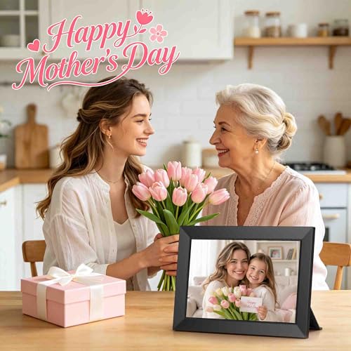 Frameo 10.1 Inch WiFi Digital Picture Frame, Smart Cloud Electronic Photo Frame with HD IPS Touch Screen Slideshow 32GB Memory Auto-Rotate Wall Mount, Share Photos/Videos from Phone - Gifts for Mom