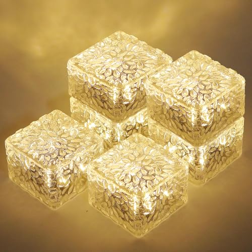 MLKNK Solar Brick Lights-Outdoor Solar Lights for Yard 6 Pack Garden Decor | Solar Brick Landscape Path Light for Pathway Patio Walkway Backyard Decoration