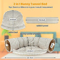 BWOGUE Bunny Tunnel Bed, 2-in-1 Collapsible Tunnel Tubes Toys with Removable Mat Hideout for Cats Kittens Rabbits Guinea Pigs Kitty