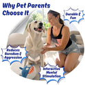 3 in 1 Squeaky Soft Plush Durable Dog Chew Toy for Aggressive Chewers, No Stuffing Interactive Tough Rip & Reveal Crinkle Blue Shark Ball in Gift Box, Puppy, Small & Large Breed Pets Birthday Present
