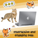 3-in-1 Cardboard Cat Scratcher Laptop with 'Mouse' Jingle Ball, Stickers, Grey Cat Interactive Toy, Kitten Toy & Cat Scratching Pad