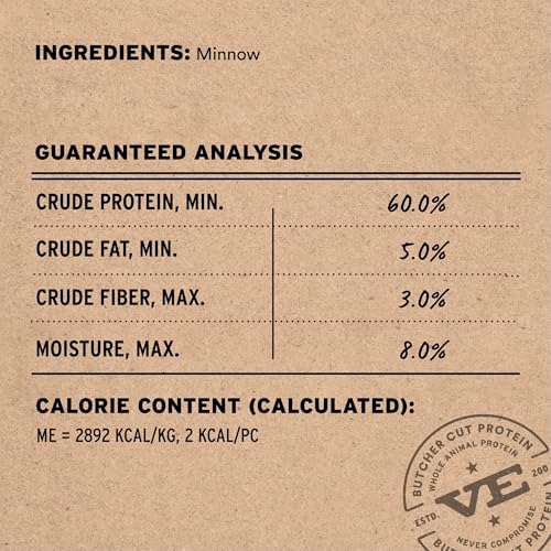 Vital Essentials Freeze Dried Minnows Dog Treats | Single Ingredient | Premium Quality | Grain Free Treats for Dogs, 2.5 oz Bag