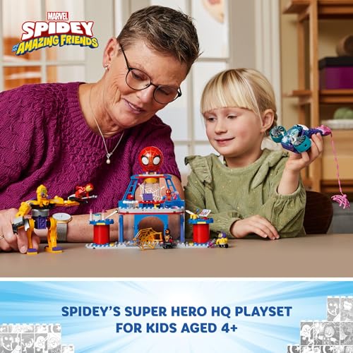 LEGO Marvel Team Spidey Web Spinner Headquarters Building Toy - Pretend Play Spidey and His Amazing Friends Toys Playset for Boys & Girls, Ages 4+ Years - 3 Superhero Minifigures - 10794