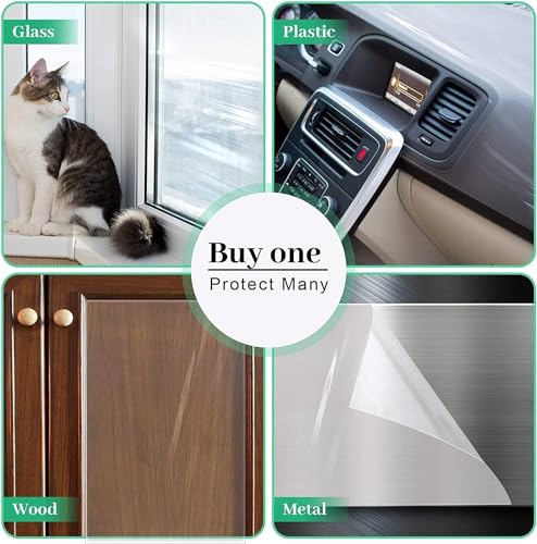 Door Protector from Dog Scratching 118" x 8.2" Cat Scratch Door Frame Single Side Adhesive Protector Anti Dog Scratch Door Guard for Dogs Clear CHUANGSEED