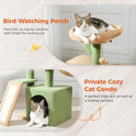 PETEPELA Cactus Cat Tree for Indoor Cats, 32'' Small Cat Tower Cat Condo with Sisal Scratching Ramp, Cozy Hammock and Removable Top Bed Perch for Kittens, Green