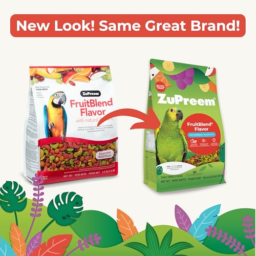 ZuPreem FruitBlend Bird Pellets, Daily Bird Food for , Cockatoo, Macaw, Core Nutrition for Large Birds, Made in USA, Pellets for Large Birds, Macaw Food (L, 3.5 lbs)