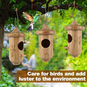 Hummingbird House for Outside Hanging, Small Wooden Hummingbird Gifts Nest 3 Pack with Hemp Ropes, Gardening Gifts Humming Bird Houses Home Decoration