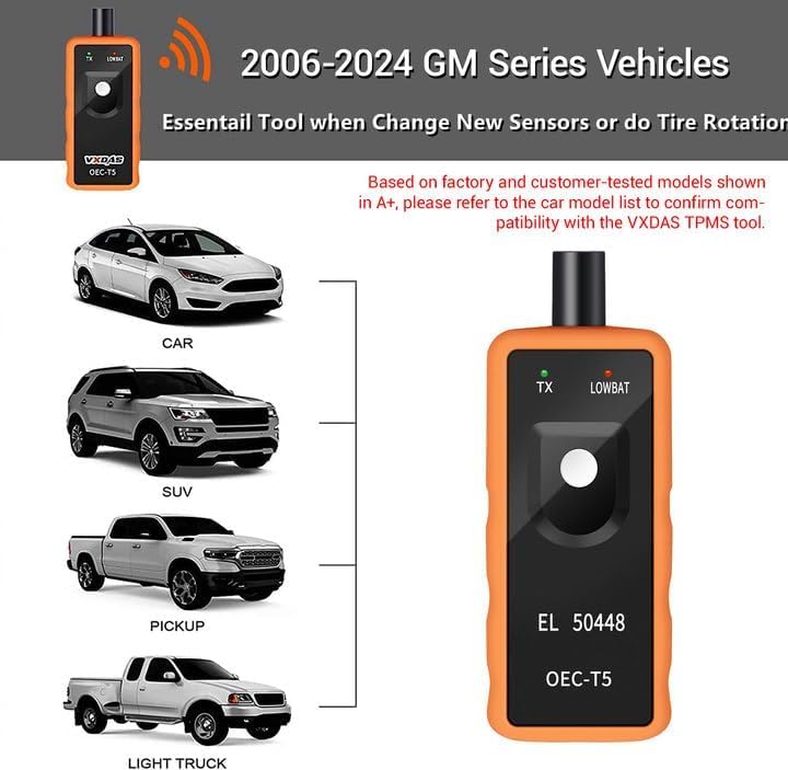 VXDAS TPMS Relearn Tool for GM Tire Sensor TPMS Reset Tool Tire Pressure Monitor system Activation Tool OEC-T5 for GM Buick/Chevy/Cadillac Series Vehicles 2023 Edition