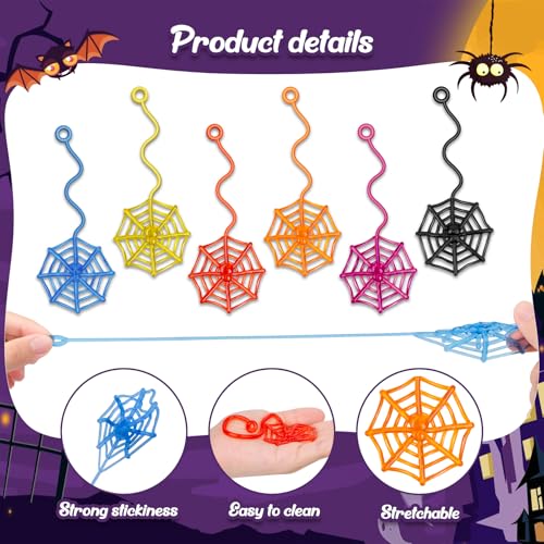 30 Pcs Sticky Spider Web Sticky Hands for Kids Bulk Halloween Party Favors Decorations,Spider Webs for Classroom Prizes,Back to School Goodie Bags Stuffers Pinata Stuffers for Boys Girl