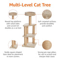 Basics Cat Tree Tower - Multi-Level Climbing Activity Center for Indoor Cats & Kittens with Scratching Posts, Platform, Jute Rope, Large (45.9"H), Beige