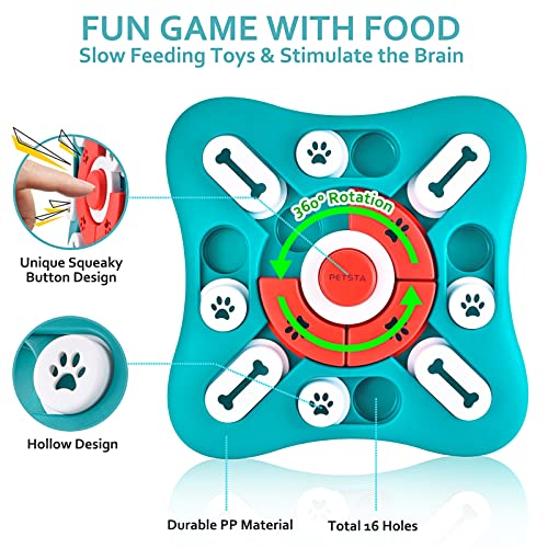 PETSTA Dog Puzzle Toys, Treat Dispensing Dog Enrichment Toys for IQ Training and Brain Stimulation, Interactive Mentally Stimulating Toys as Gifts for Puppies, Cats, Dogs
