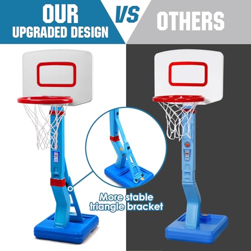 SUPER JOY Toddler Basketball Hoop - Height Adjustable Kids Basketball Hoops for Indoor & Outdoor Play - Portable Mini Basketball Goal for Poolside- Game Sport Toys for Boys & Girls Age 1 2 3 4 5