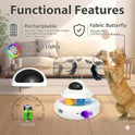 MOHAYA Cat Toys，4-in-1 Interactive Cat Toy for Indoor Cats with Laser, Fluttering Butterfly, Moving Feather and Track Balls - USB Rechargeable Self-Play Kitten Toy (White)