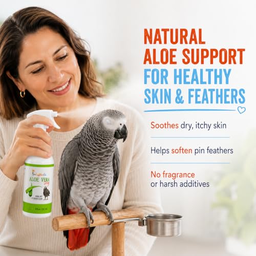 Aloe Vera Bird Spray for All Birds – Soothes Itchy Skin & Feather Plucking – 8oz Odor-Free Mist, Safe if Ingested, Daily Use Bird Mist, Softens Feathers, Natural Formula – Made in USA by UnRuffledRx™