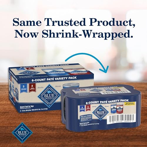 Blue Buffalo Homestyle Recipe Adult Wet Dog Food, Made with Natural Ingredients, Chicken and Beef Dinner Variety Pack, 12.5-oz Cans (6 Count, 3 of Each)