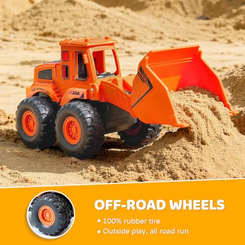 Beestech Construction Toys for 3 Years Old Boys Girls Kids, Friction Powered Construction Truck Toys Vehicles Sand Toys Trucks Excavator, Bulldozer, Road Roller (Colorful 4 Pack)
