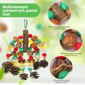 MQUPIN Parrot Toys, Nuts Nutrient-Rich Bird Toys,Natural Wooden Parrot Cage Bite Toy,Chewing Toy Containing Cuttlefish Bones,Pine Cones,Wooden Mangoes and Carambola for African Greys,Cockatoo,Budgie