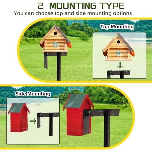 Bird Feeder Pole - 92 Inch Heavy Duty Birdhouse Stand with Squirrel Proof Baffle for Outdoor, Adjustable Bird Feeding Station with Multi Shepherds Hooks Mental Trays for Garden Attracting Wild Birds