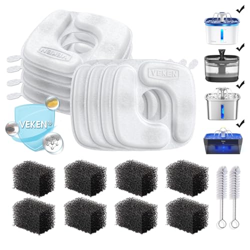 Veken Cat Water Fountain Filters, 50oz, 8-Pack