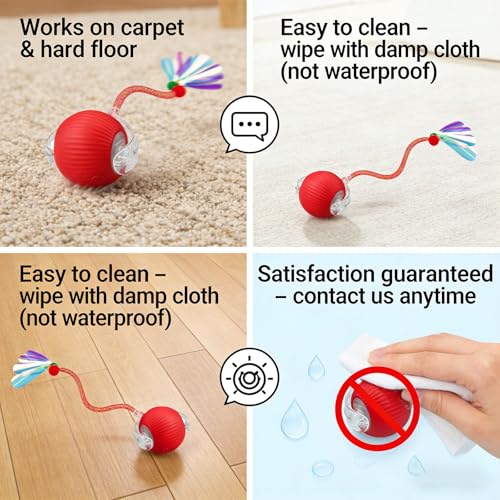 Interactive Cat Toys for Indoor Cats, Speedy Tail Cat Ball | 300mAh High-Capacity Battery, Controllable Chirping, Smart Electric Motion, Interactive Auto-Moving Fun to Ease Cat Boredom