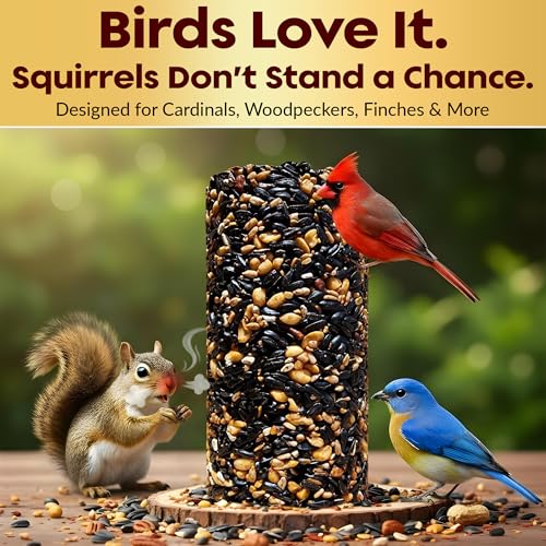 Hot Pepper Bird Seed Cylinders with Hole – Spicy Birdseed to Reduce Squirrels – Bird Seeds for Outside Wild Birds – No Mess Birdseed – Hot Birdseed with No Filler – All Natural, USA Made (4" x 7.75")