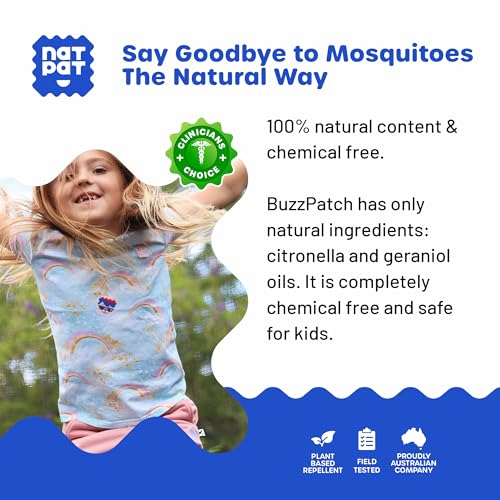 NATPAT Buzz Patch Mosquito Patch Stickers for Kids - Plant Based Ingredients, Non-Toxic - The Original All Natural Citronella Essential Oil Insect Patch, DEET Free, for Toddlers, Kids (48 Pack)