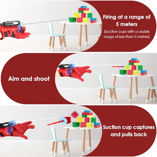 Xohny Spider Web Shooters with Gloves, Superheroes Wrist Launcher Toy, Funny Children Educational Toys, Party Cosplay Gift for Kids