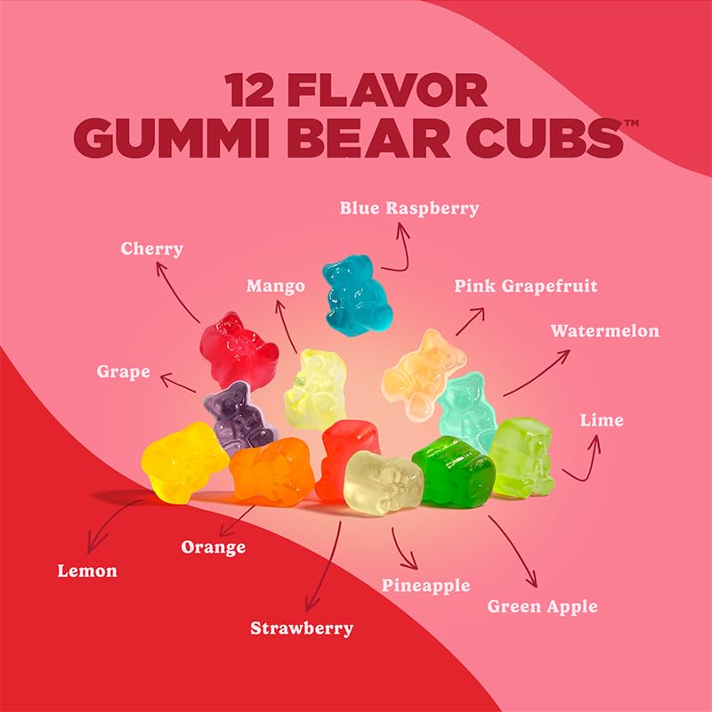 Albanese World's Best 12 Flavor Gummi Bear Cubs | 50-0.5oz Snack Packs of Candy | Miniature, Individually Wrapped, Soft Gummy |Cherry, Blue Raspberry, and More | Perfect for Kid's Classroom Parties
