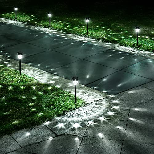 Super Bright Solar Lights Outdoor Waterproof-10 Pack, Dusk to Dawn Up to 12 Hrs Solar Powered Outdoor Pathway Garden Lights Auto On/Off, LED Landscape Lighting Decorative for Walkway Patio Yard