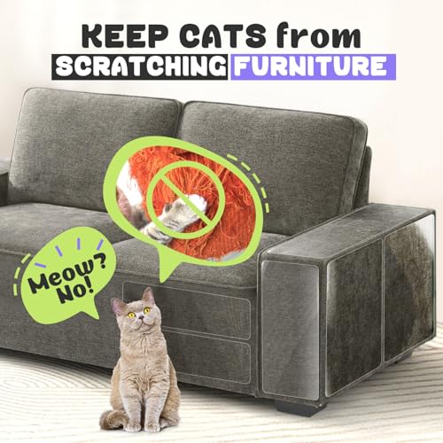 JINVOGREEN Large Cat Scratch Furniture Protector, 18 Pcs Clear Anti Cat Scratch Protector, Self-Adhesive Furniture Cat Scratch Protector, 17in