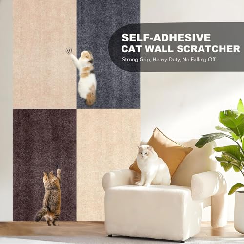 78.7"X15.8" Self-Adhesive Cat Scratching Mat - Durable Couch Protector from Cat Claws, DIY Furniture Protector from Cats Scratching, Sticky cat Scratch Wall mat- No Residue, Safe for Cats (Dark Grey)