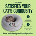 Cattasaurus Peekaboo Cat Cave Donut for Multiple & Large Cats up to 30-45 lbs, 3-in-1 Self Warming Cat Bed, Tunnel & Scratcher for Indoor Cats, Washable & Detachable Small Dog Bed (Light Gray, Large)
